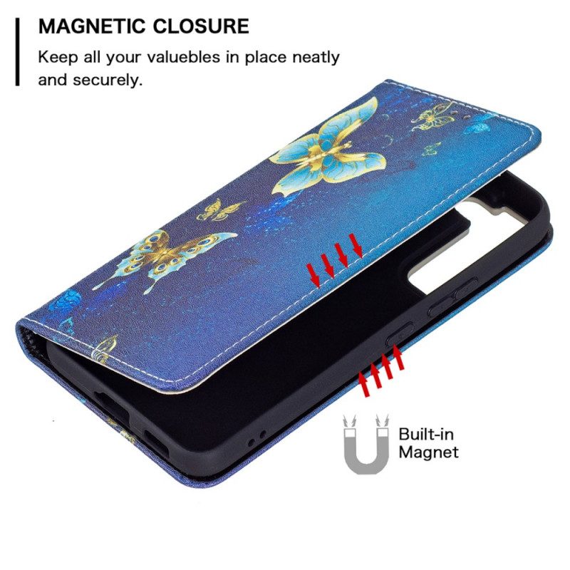 Schutzhülle Für Samsung Galaxy S22 5G Flip Case Bunte Schmetterlinge