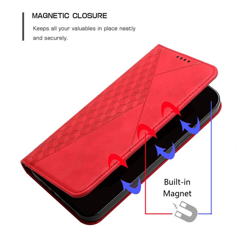 Schutzhülle Für Samsung Galaxy S22 5G Flip Case Lederstil Mit Rautenstruktur