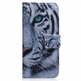 Flip Case Für Oppo Reno 8 Lite Weißer Tiger