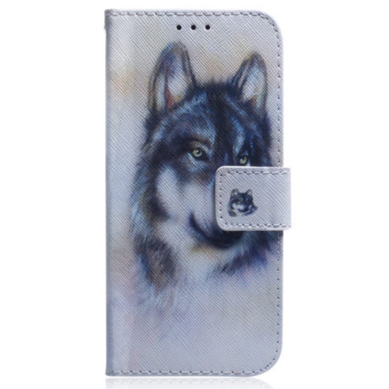 Lederhüllen Für Oppo Reno 8 Lite Aquarell-wolf