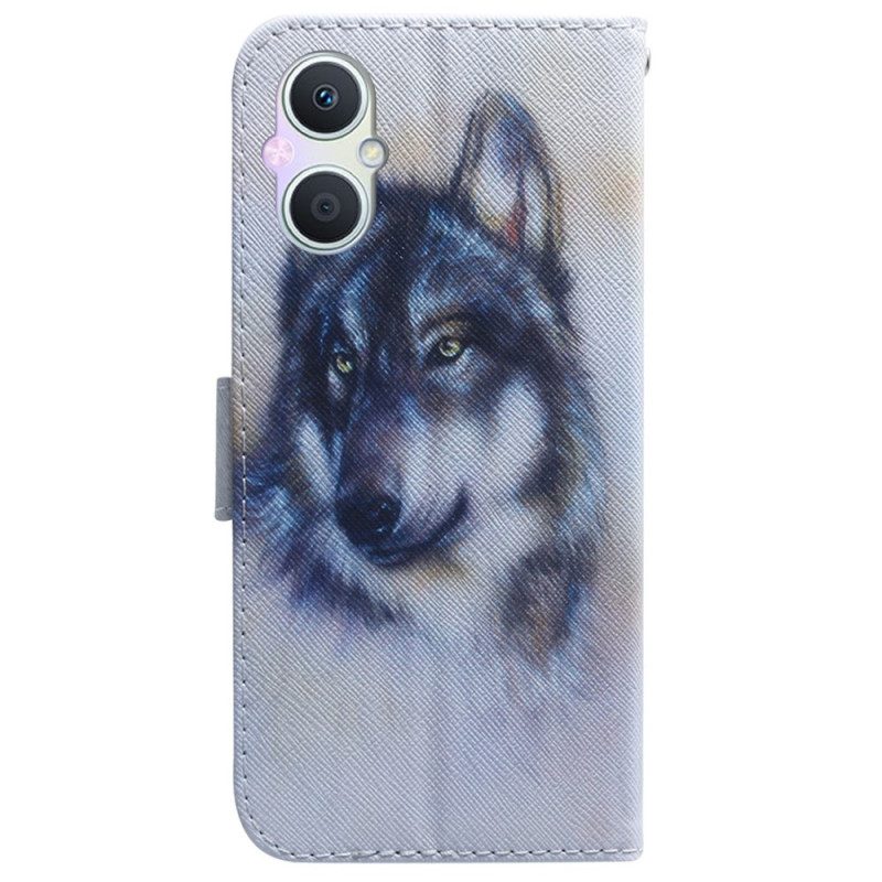 Lederhüllen Für Oppo Reno 8 Lite Aquarell-wolf