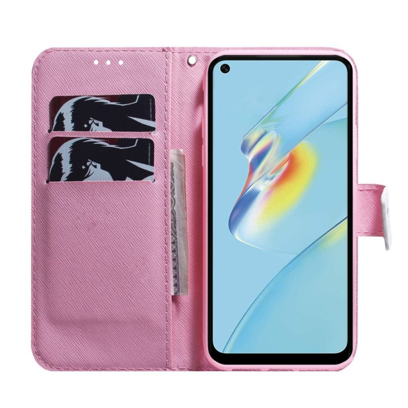 Lederhüllen Für Oppo Reno 8 Lite Pinke Blume