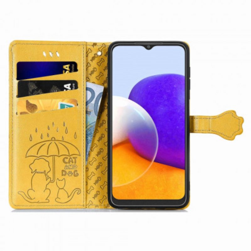 Flip Case Für Samsung Galaxy A22 Animierte Tiere