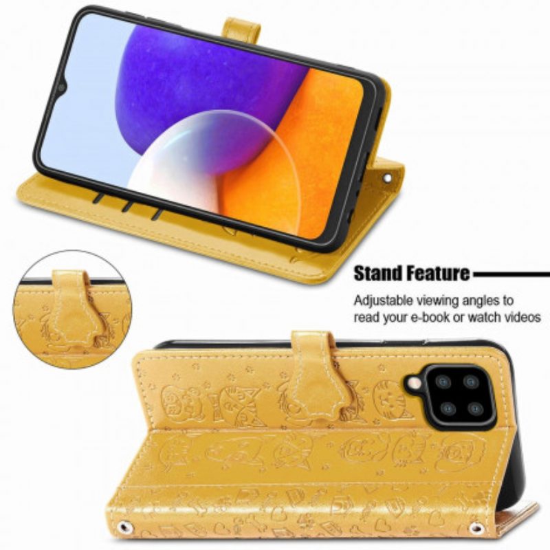 Flip Case Für Samsung Galaxy A22 Animierte Tiere