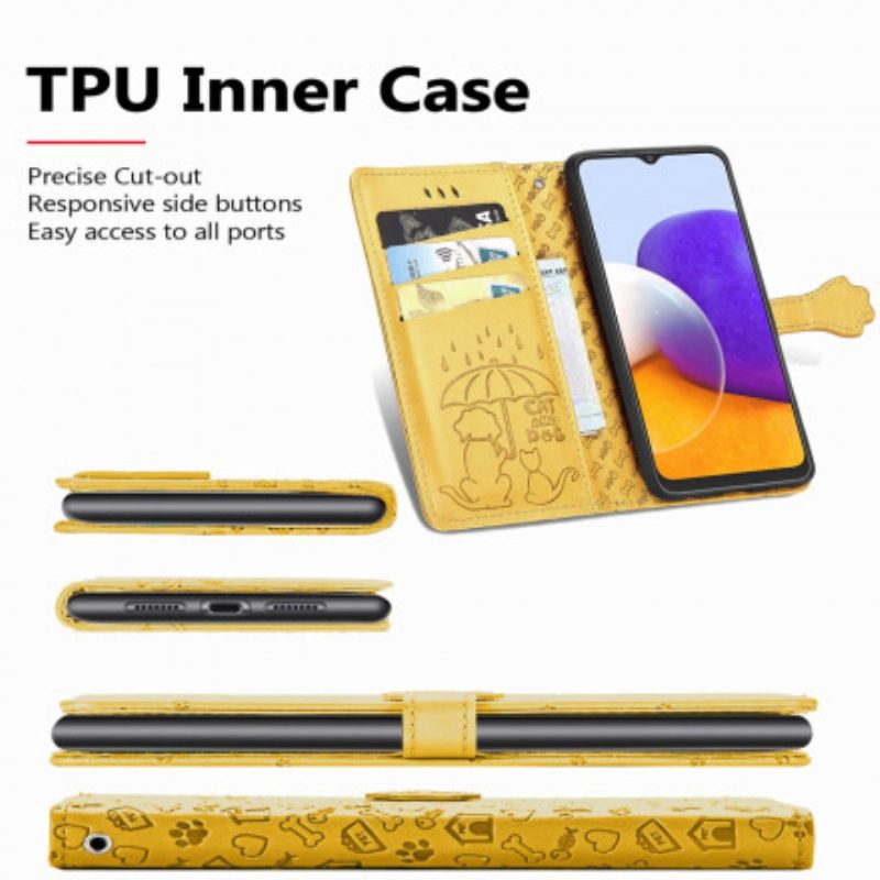 Flip Case Für Samsung Galaxy A22 Animierte Tiere