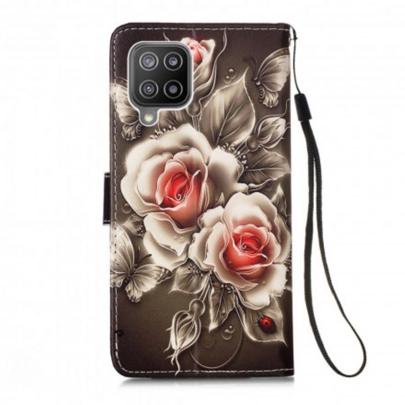 Flip Case Für Samsung Galaxy A22 Goldene Rosen