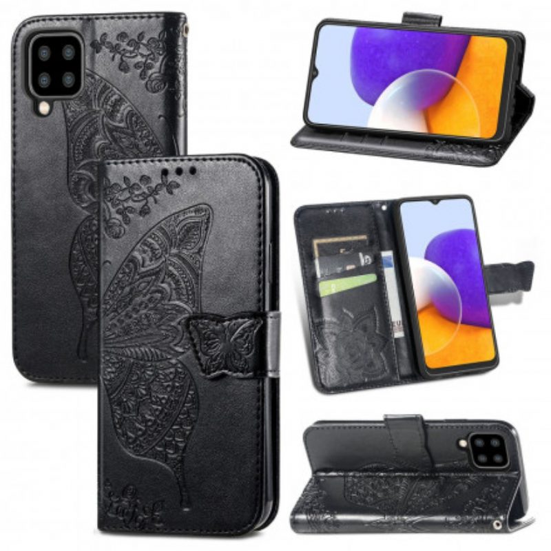 Flip Case Für Samsung Galaxy A22 Halbe Schmetterlinge