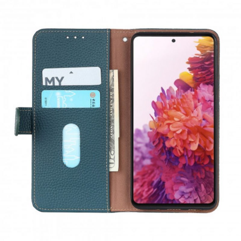 Flip Case Für Samsung Galaxy A22 Khazneh Litschi-leder