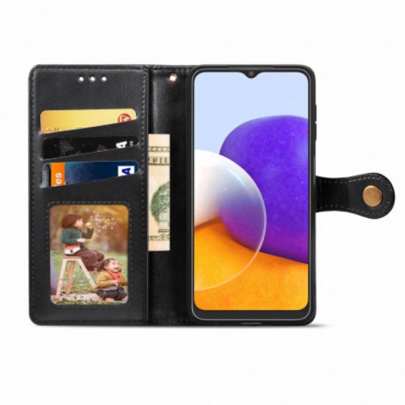 Flip Case Für Samsung Galaxy A22 Kunstleder Und Vintage-verschluss