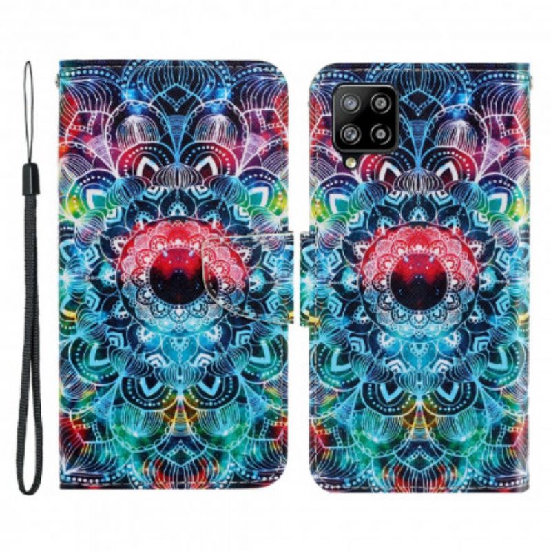 Flip Case Für Samsung Galaxy A22 Mit Kordel Auffälliges Riemchen-mandala