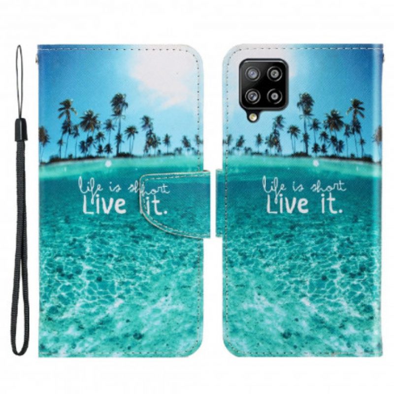 Flip Case Für Samsung Galaxy A22 Mit Kordel Lebe Es Bei Lanyard