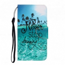 Flip Case Für Samsung Galaxy A22 Mit Kordel Never Stop Dreaming Navy Strappy