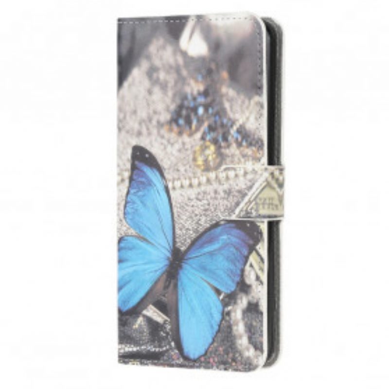 Flip Case Für Samsung Galaxy A22 Schmetterling Prestige Blau