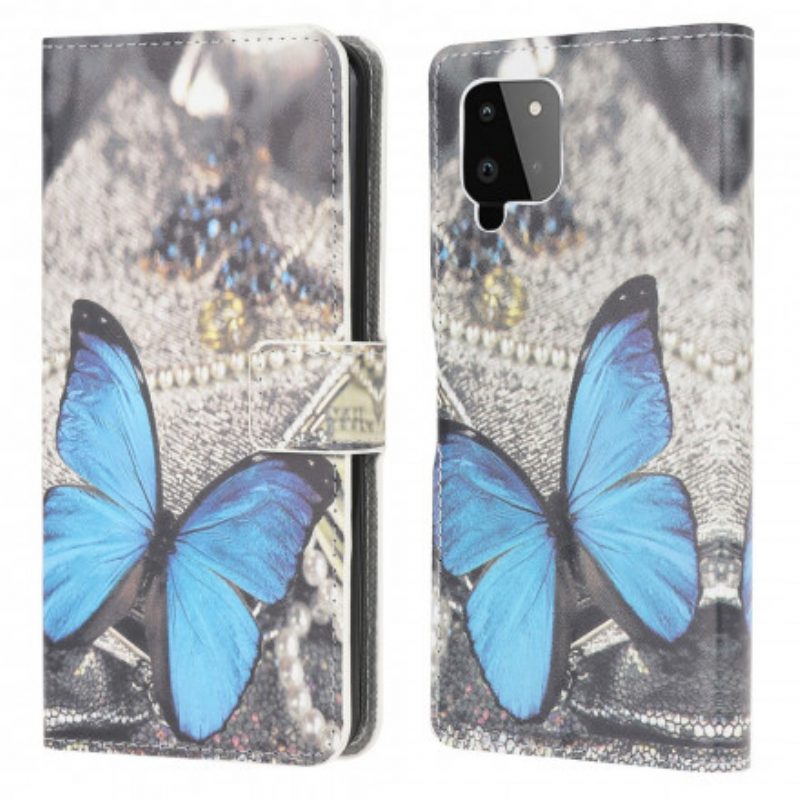 Flip Case Für Samsung Galaxy A22 Schmetterling Prestige Blau