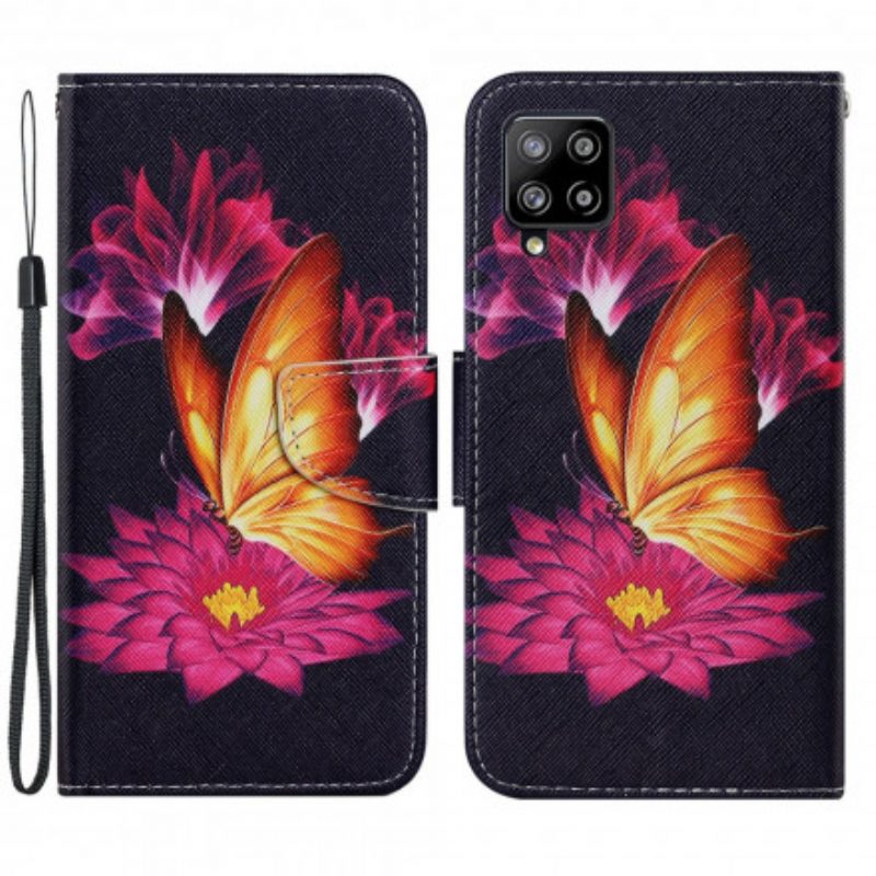 Flip Case Für Samsung Galaxy A22 Schmetterling Und Lotus