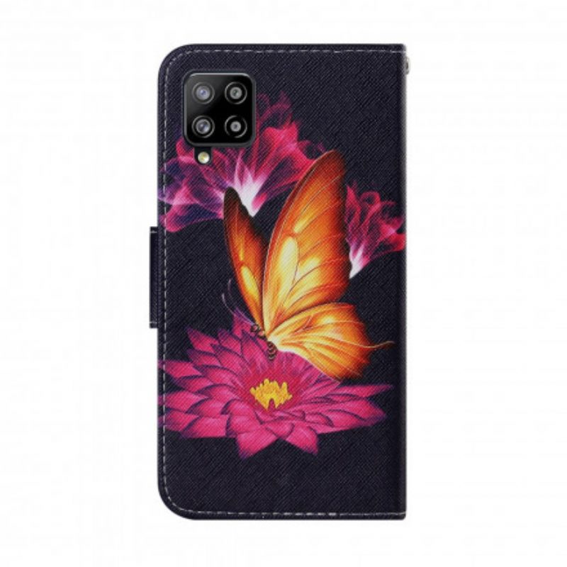 Flip Case Für Samsung Galaxy A22 Schmetterling Und Lotus