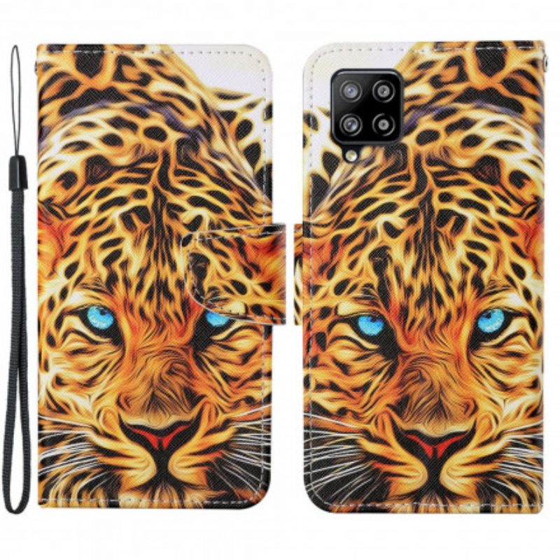 Flip Case Für Samsung Galaxy A22 Tiger Mit Schlüsselband