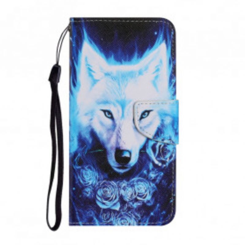 Flip Case Für Samsung Galaxy A22 Weißer Wolf