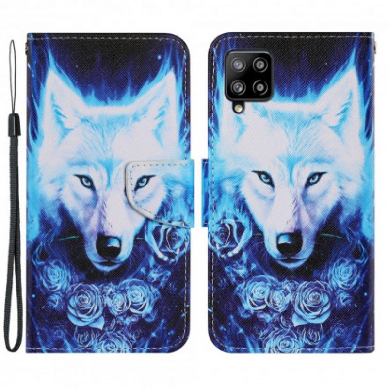 Flip Case Für Samsung Galaxy A22 Weißer Wolf