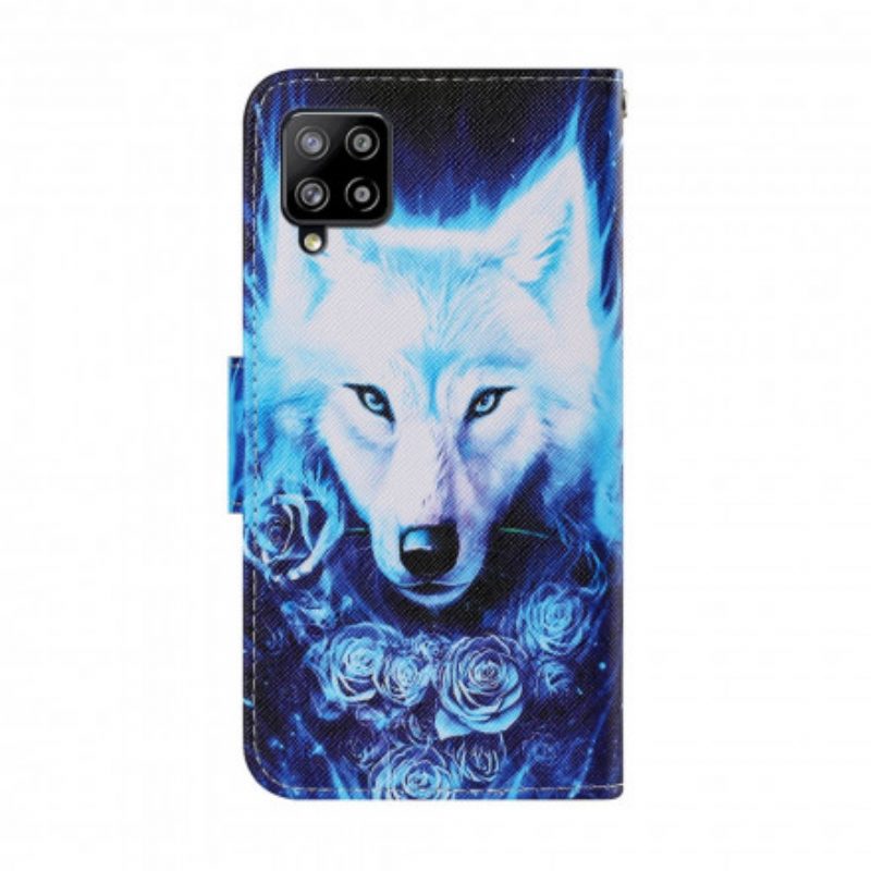 Flip Case Für Samsung Galaxy A22 Weißer Wolf