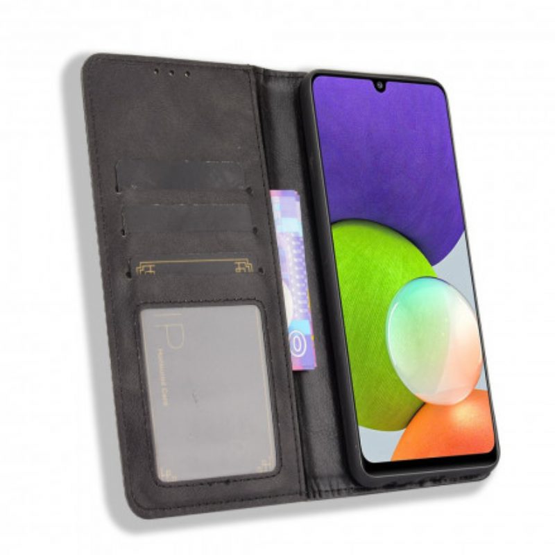 Schutzhülle Für Samsung Galaxy A22 Flip Case Stilisierter Vintage-ledereffekt