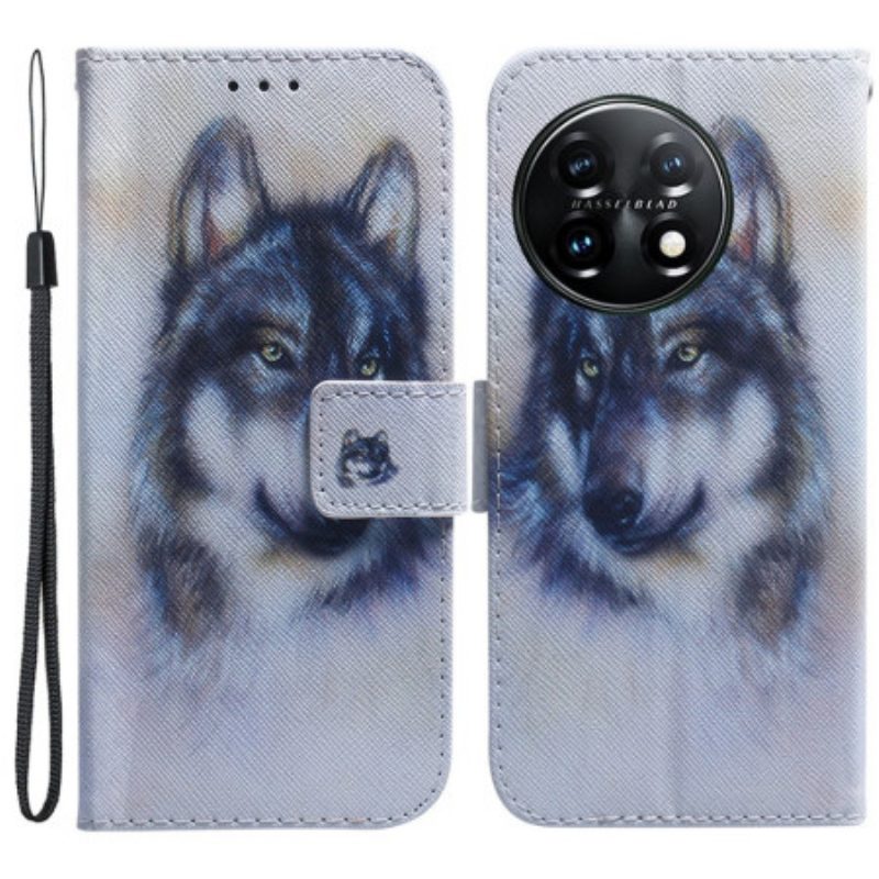 Flip Case Für OnePlus 11 5G Aquarellhund