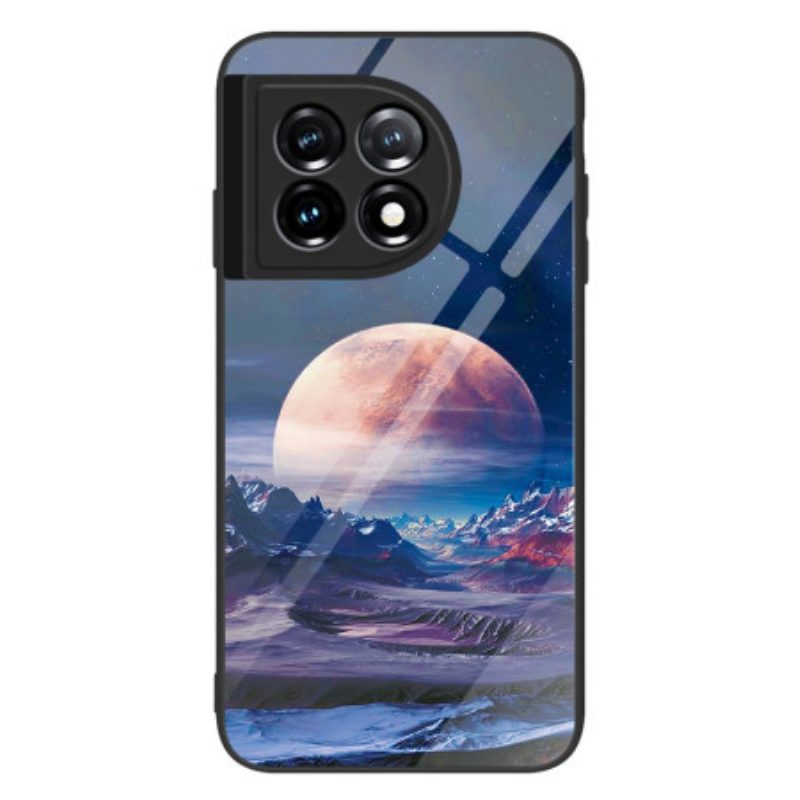 Hülle Für OnePlus 11 5G Space Moon Gehärtetes Glas