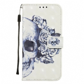 Flip Case Für Samsung Galaxy A71 Blumiger Totenkopf