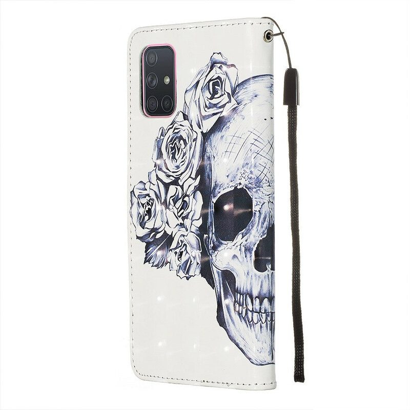 Flip Case Für Samsung Galaxy A71 Blumiger Totenkopf