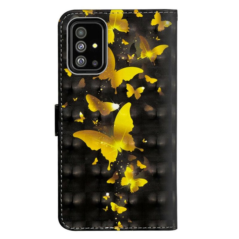 Flip Case Für Samsung Galaxy A71 Gelbe Schmetterlinge