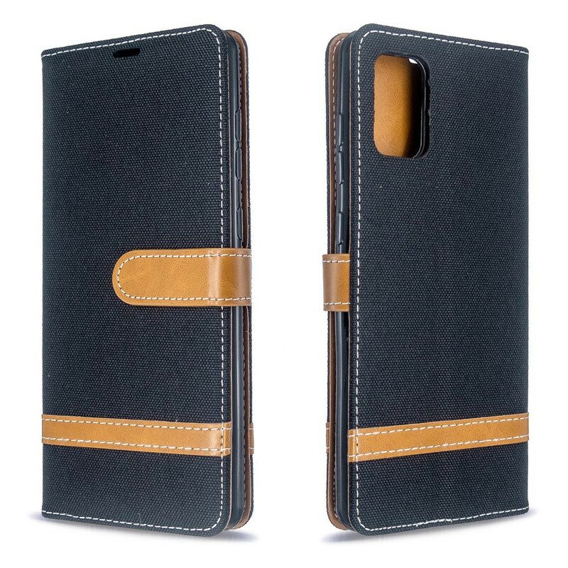 Flip Case Für Samsung Galaxy A71 Mit Kordel Armband In Stoff- Und Lederoptik