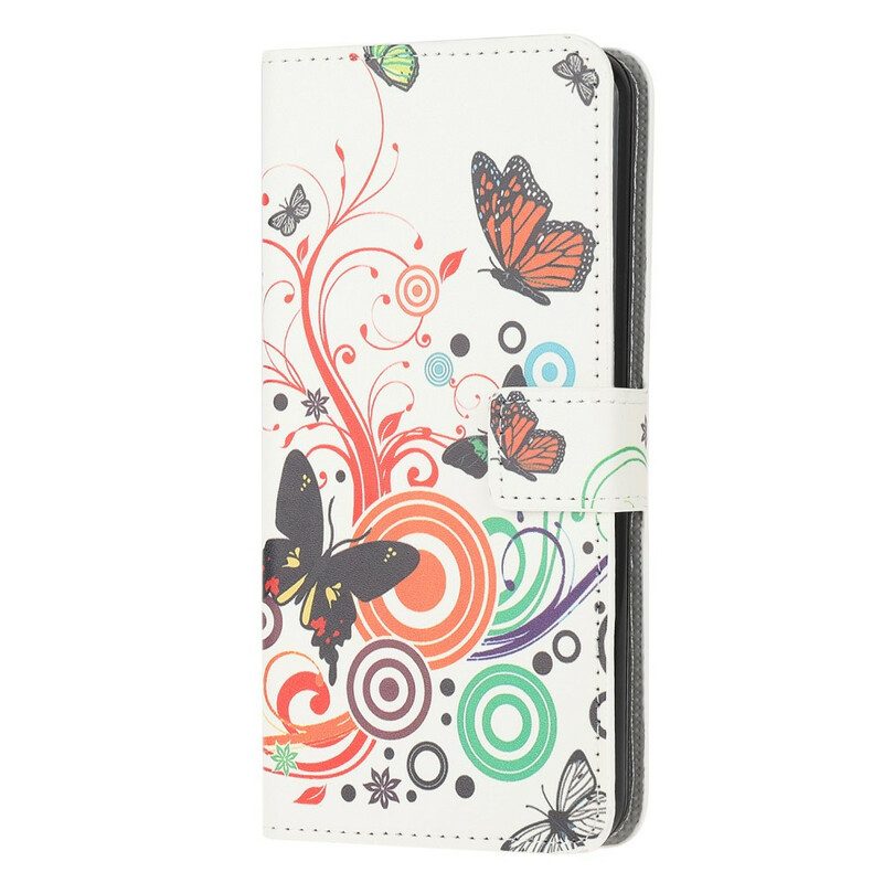 Flip Case Für Samsung Galaxy A71 Schmetterlinge Und Blumen