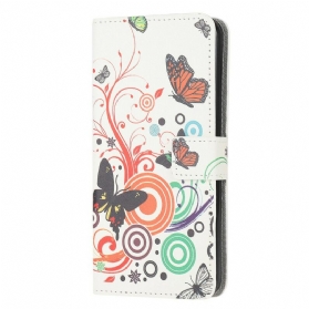 Flip Case Für Samsung Galaxy A71 Schmetterlinge Und Blumen