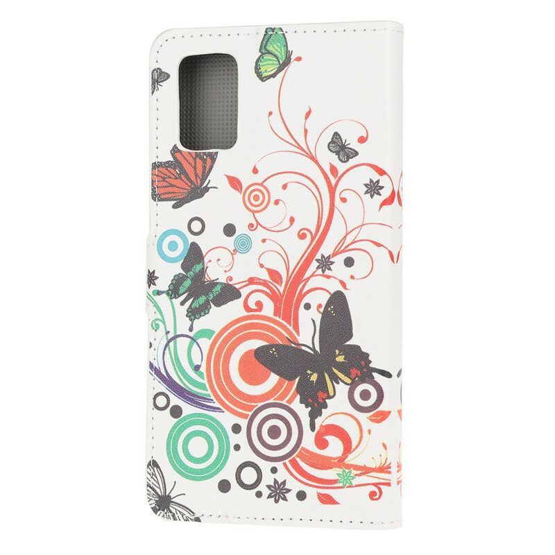 Flip Case Für Samsung Galaxy A71 Schmetterlinge Und Blumen