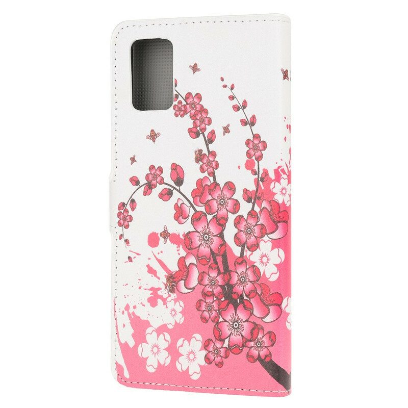 Flip Case Für Samsung Galaxy A71 Tropische Blumen