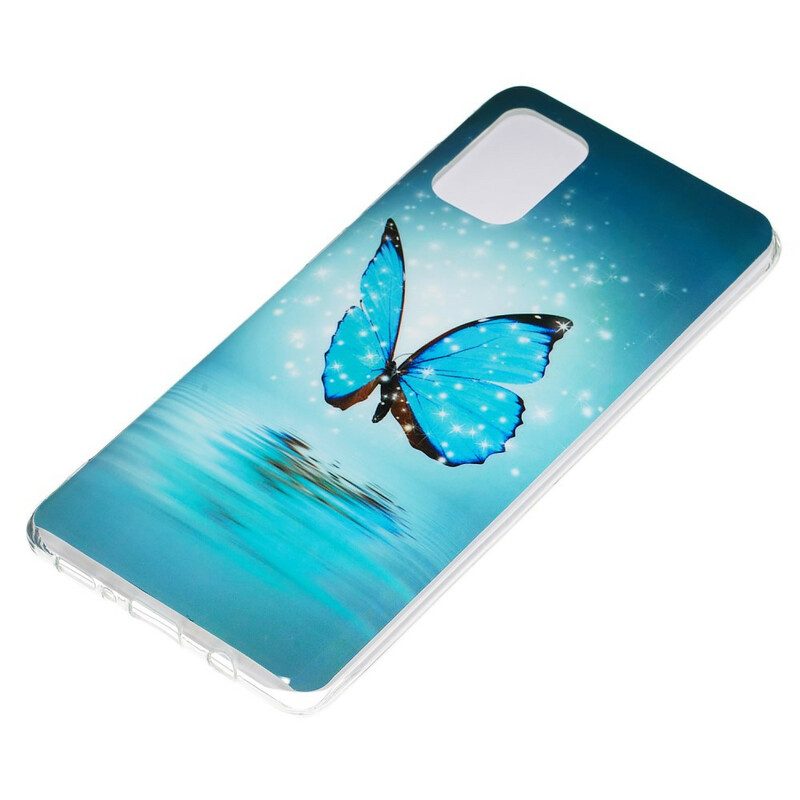 Hülle Für Samsung Galaxy A71 Fluoreszierender Blauer Schmetterling