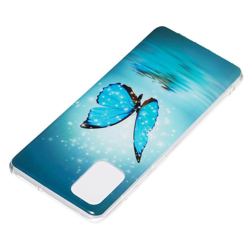 Hülle Für Samsung Galaxy A71 Fluoreszierender Blauer Schmetterling