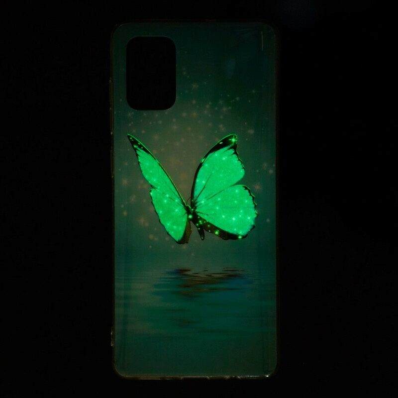 Hülle Für Samsung Galaxy A71 Fluoreszierender Blauer Schmetterling