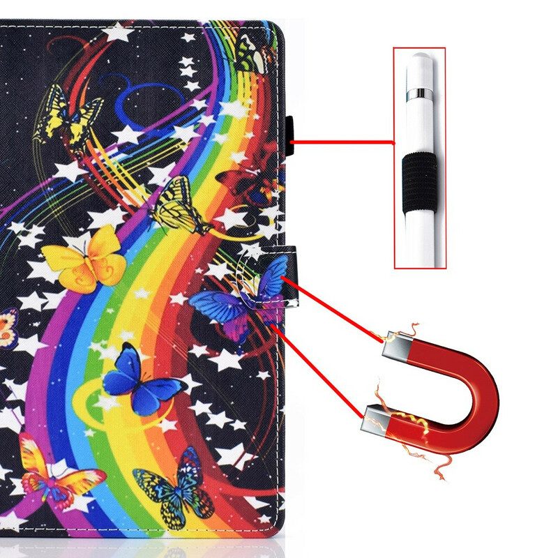 Flip Case Für Samsung Galaxy Tab A7 Lite Regenbogen-schmetterlinge