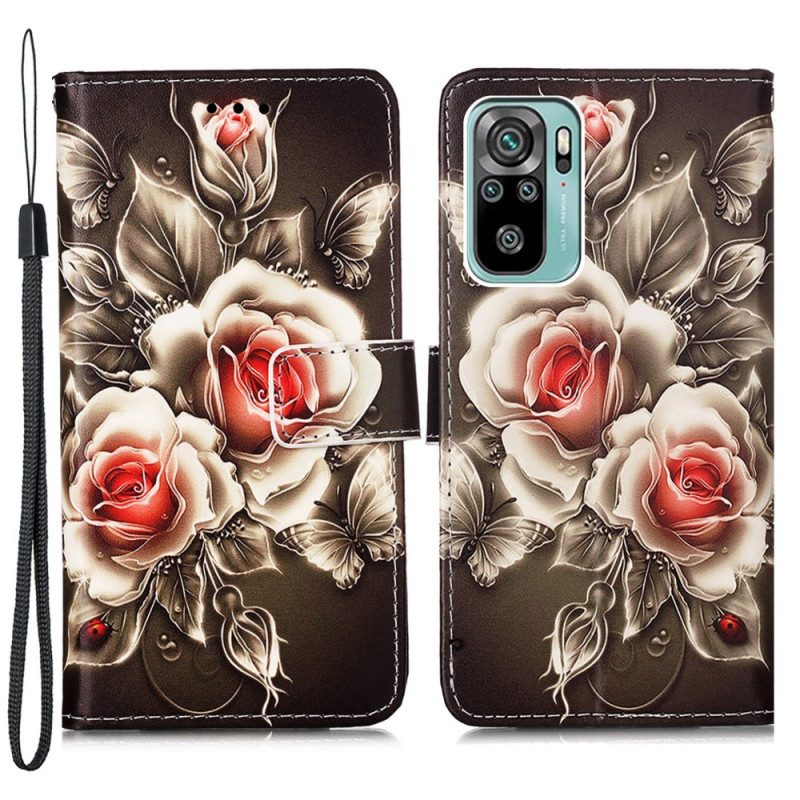 Flip Case Für Samsung Galaxy A53 5G Goldene Rosen