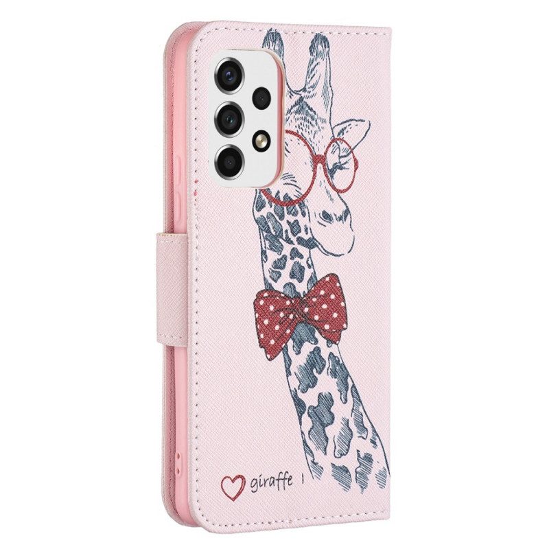 Flip Case Für Samsung Galaxy A53 5G Kluge Giraffe