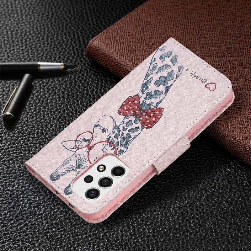 Flip Case Für Samsung Galaxy A53 5G Kluge Giraffe