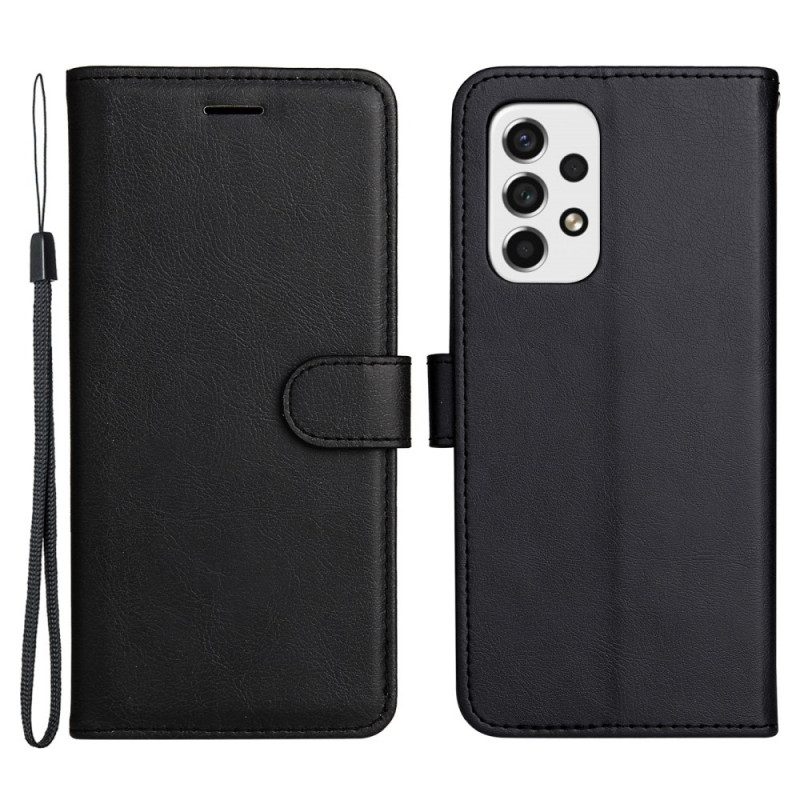 Flip Case Für Samsung Galaxy A53 5G Mit Kordel Riemchen-stil Aus Schlichtem Leder