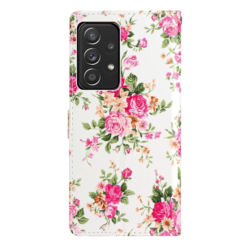 Flip Case Für Samsung Galaxy A53 5G Mit Kordel Riemen Liberty Flowers