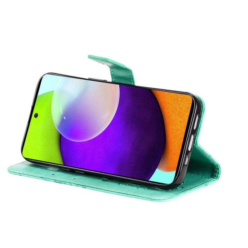 Flip Case Für Samsung Galaxy A53 5G Mit Kordel Riesige Riemenschmetterlinge