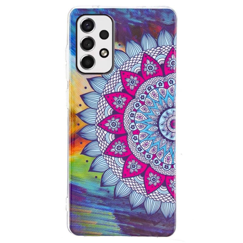 Handyhülle Für Samsung Galaxy A53 5G Fluoreszierendes Buntes Mandala