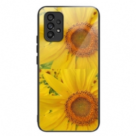 Handyhülle Für Samsung Galaxy A53 5G Sonnenblumen-gehärtetes Glas