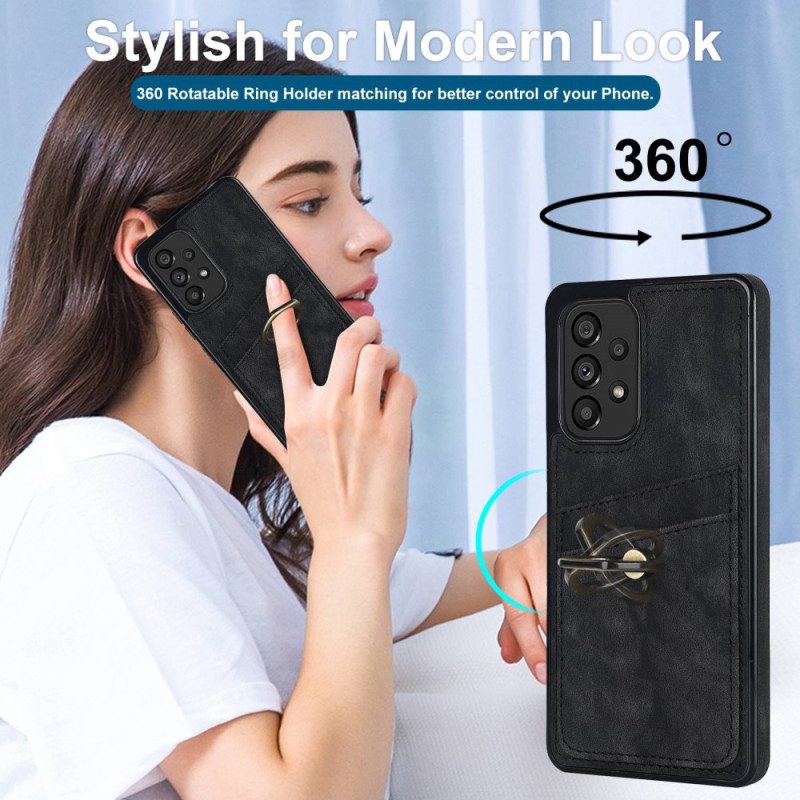 Hülle Für Samsung Galaxy A53 5G Vintage Ringhalterung Und Kartenhalter