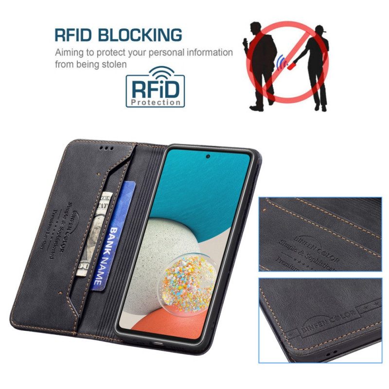 Schutzhülle Für Samsung Galaxy A53 5G Flip Case Rfid Nähen Binfen Farbe