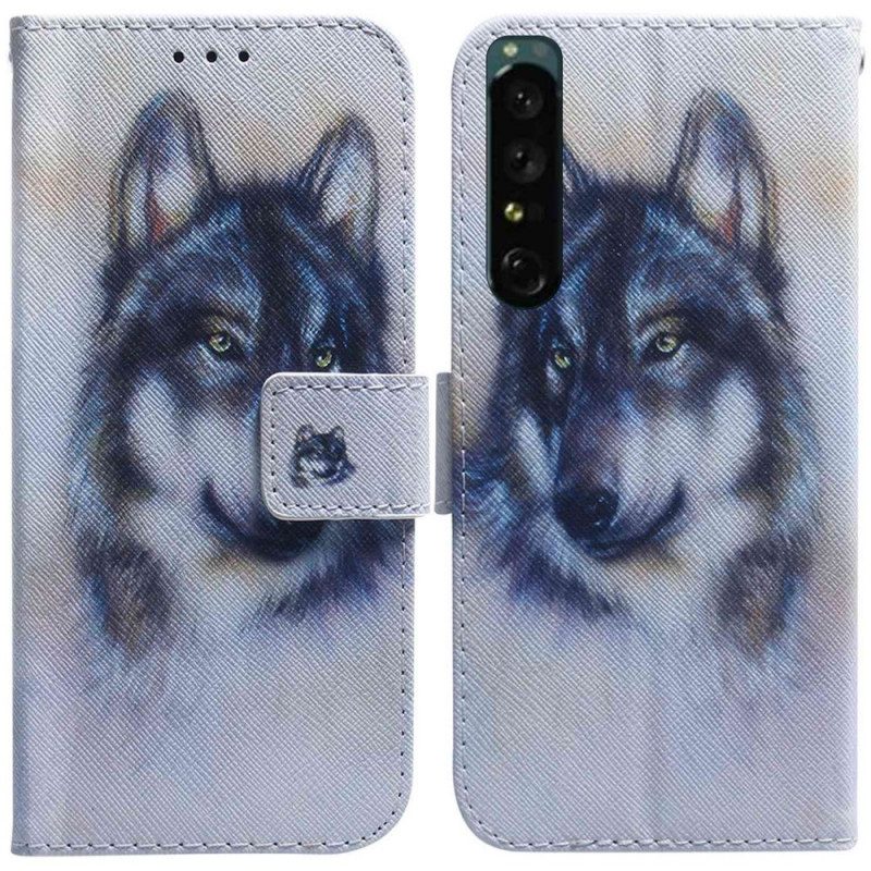 Flip Case Für Sony Xperia 1 IV Aquarellhund